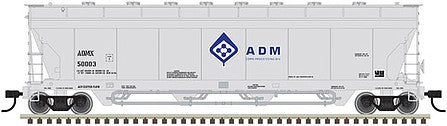 Atlas 20006267 HO Scale Pressureaide Centerflow Hopper - Ready to Run - Master(R) -- Archer-Daniels-Midland 50007 (gray, blue, Molecule Logo)