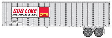 Walthers Scenemaster 2613 HO Scale Flexi-Van 40' Trailer 2-Pack - Assembled -- Soo Line (Intermodal Service placard; end doors)