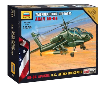 Zvezda 7408 1/144 US AH64 Apache Attack Helicopter (Snap)