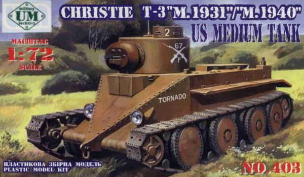 Unimodel 403 1/72 Christie T3 Mod. 1931/1940 US Medium Tank