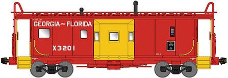 Bluford Shops 41080 N Scale International Car Bay Window Caboose Phase 1 - Ready to Run -- Georgia & Florida X3201 (red, yellow bay window)