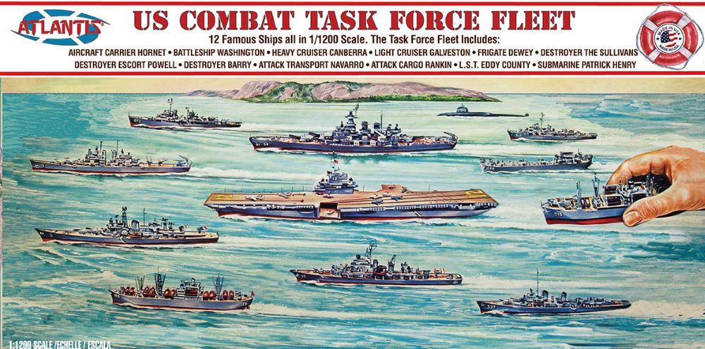 Atlantis Models 6300 1/1200 US Combat Task Force Fleet Set: 12 Different Ships (formerly Renwal)