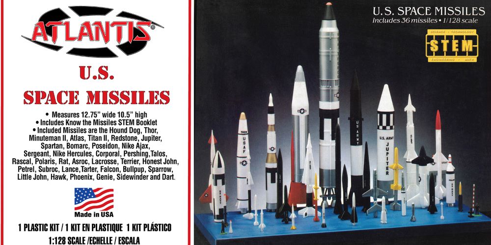 Atlantis Models 6871 1/128 US Space Missiles (36 diff) w/STEM Booklet (formerly Monogram)
