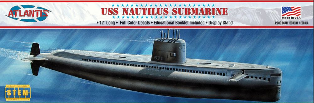 Atlantis Models 750 1/300 USS Nautilus Submarine STEM Model Kit (formerly Lindberg)