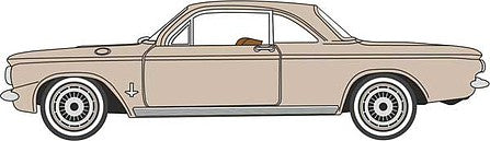 Oxford 87ch63003 HO Scale 1963-1970 Chevrolet Corvair Coupe - Assembled -- Saddle Tan