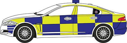 Oxford nxf008 N Scale 2015 Jaguar XF Sedan - Assembled -- Police (blue, yellow)