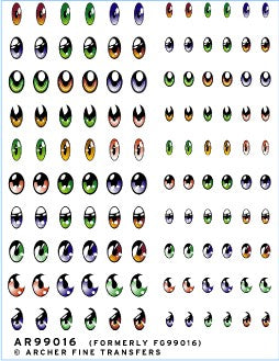 Archer Fine Transfers 99016 Waterslide Decals: Anime Eyes Large for 1/4 to 1/16 scale
