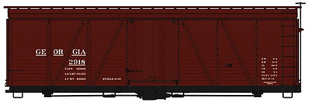 Accurail 1163 HO Scale Fowler 36' Wood Boxcar - Kit -- Georgia Railroad 2918 (Boxcar Red)