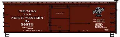 Accurail 12321 HO Scale 36' Double-Sheathed Wood Boxcar - Kit -- Chicago & North Western (Boxcar Red, black Logo)