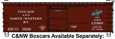 Accurail 12322 HO Scale 36' Double-Sheathed Wood Boxcar - Kit -- Chicago & North Western (Boxcar Red, black Logo)