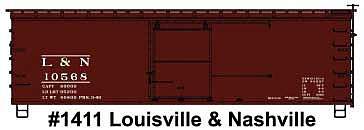Accurail 1411 HO Scale 36' Double-Sheathed Wood Boxcar, Steel Roof, Ends, Straight Underframe - Kit -- Louisville & Nashville 10568 (Boxcar Red, Reporting Marks Only)