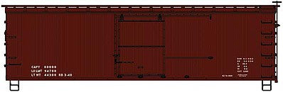 Accurail 1497 HO Scale 36' Double-Sheathed Wood Boxcar, Steel Roof, Ends, Straight Underframe - Kit -- 1940s-Style Data Only (Boxcar Red)