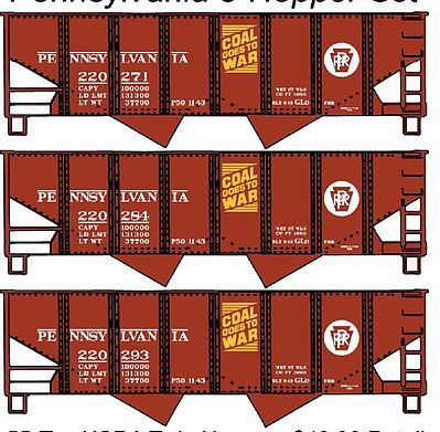Accurail 8042 HO Scale Usra Twin HOpper Prr 3#Set