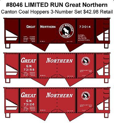 Accurail 8046 HO Scale Canton Coal HOppers 3#Set