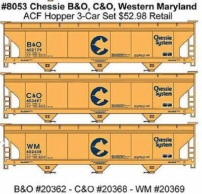 Accurail 8053 HO Scale Acf HOpper Ches B&O.C&O,Wm