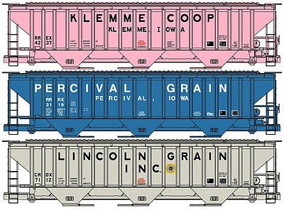 Accurail 8091 HO Scale Ps Cvd HOpper 3#Set
