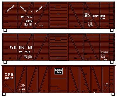 Accurail 8095 HO Scale 40'Wd Box Fddm&Sc&Sb 3#Set