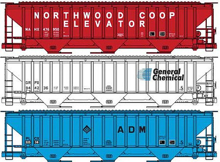 Accurail 8114 HO Scale Ps Cvd HOpper 3#Set Private