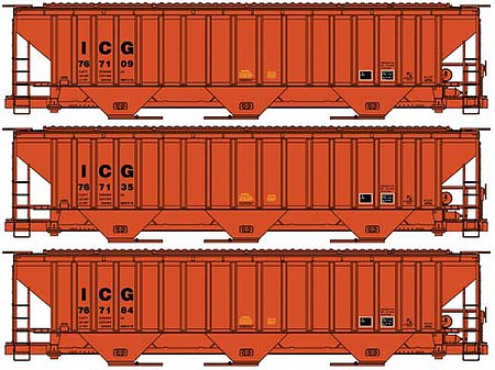 Accurail 8119 HO Scale Ps Cvd HOpper Illinois Cntrl Gulf3#St