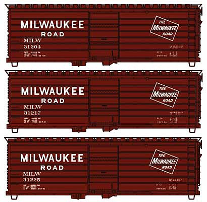 Accurail 8124 HO Scale 40'Rib Side Boxcar Milw 3#Set