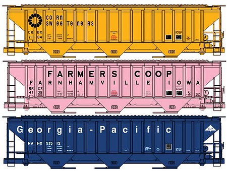 Accurail 8127 HO Scale Ps Cvd HOpper 3# Set Private Owner