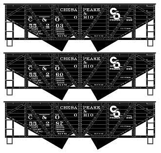 Accurail 8136 HO Scale Wood-Side Twin HOpper C&O 3#Set