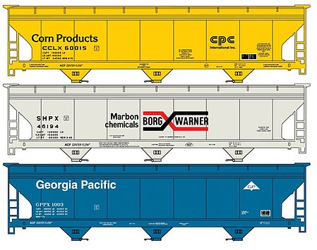 Accurail 8137 HO Scale 3-Bay Acf Cvd HOpper Priv Owner 3#Set