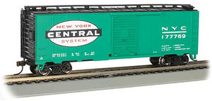 Bachmann 16011 HO Scale Pullman-Standard PS-1 40' Steel Boxcar - Ready to Run - Silver Series(R) -- New York Central 177769 (Jade Green. black, Large Cigar Band Logo)