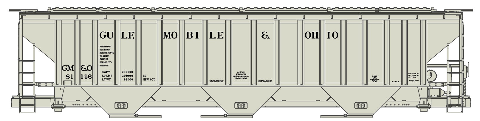 Accurail 6526 Ps 3 Bay Cvd Hopper G,M&O