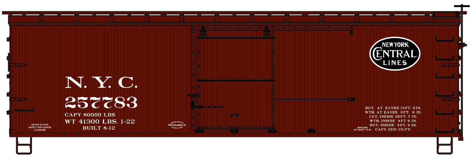 Accurail 1301 Ho 36'Dbl Sht Wood Boxcar Nyc