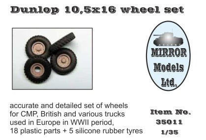 Mirror Models 35011 1/35 Dunlop 10 5x16 Wheel/Tire Set for WWII CMP/British Trucks (5) (D)