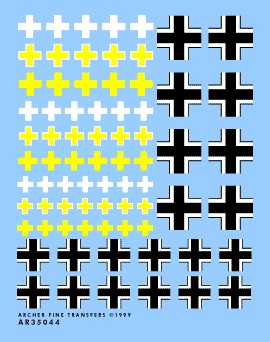 Archer Fine Transfers 35044 1/35 German WWII Balkencruz #2 (Black/Yellow w/White Outline, White & Yellow)