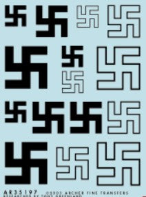Archer Fine Transfers 35197B 1/35 Swastikas Early 10mm, 15mm, 20mm (Black)