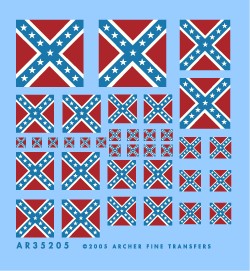Archer Fine Transfers 35205 1/35 Confederate Battle Flags Assorted Sizes