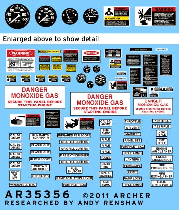 Archer Fine Transfers 35356 1/35 M113 Instruments & Placards