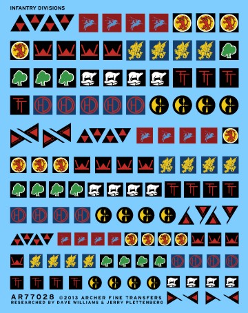 Archer Fine Transfers 77028 Waterslide Decal: 1/35 UK Infantry Division Unit Signs 1943-1945 (D)