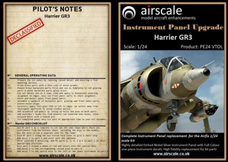 Airscale 2431 1/24 Hawker Harrier GR1/3 Instrument Panel (Photo-Etch & Decal) (D)