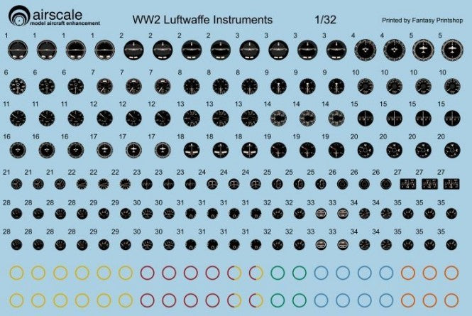 Airscale 3202 1/32 WWII Luftwaffe Instrument Dials (Decal)