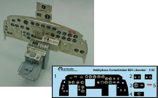 Airscale 3217 1/32 Consolidated B24 Liberator Instrument Panel Upgrade Set (Photo-Etch & Decal) for HBO (D)