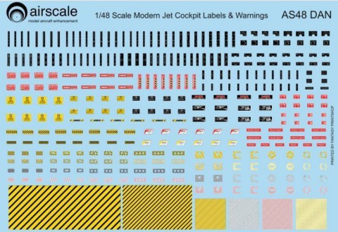 Airscale 4814 1/48 Modern Jet Cockpit Dataplate & Warning Labels (Decal)