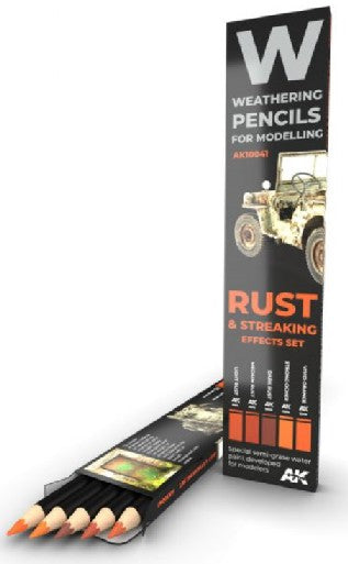 AK Interactive 10041 Weathering Pencils: Rust & Streaking Effects Set (5 Colors)