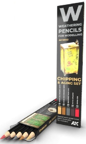 AK Interactive 10042 Weathering Pencils: Chipping & Aging Set (5 Colors)