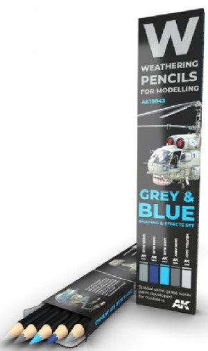 AK Interactive 10043 Weathering Pencils: Grey & Blue Shading & Effects Set (5 Colors)