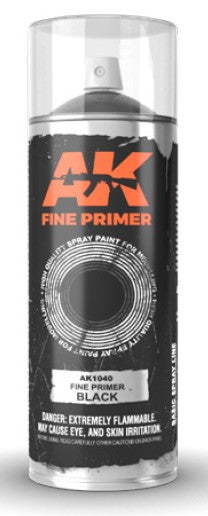 AK Interactive 1040 Fine Black Lacquer Primer 200ml Spray