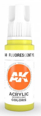AK Interactive 11049 Fluorescent Yellow 3G Acrylic Paint 17ml Bottle