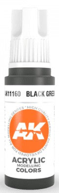 AK Interactive 11160 Black Green 3G Acrylic Paint 17ml Bottle