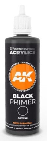 AK Interactive 11242 Black 3G Acrylic Primer 100ml Bottle