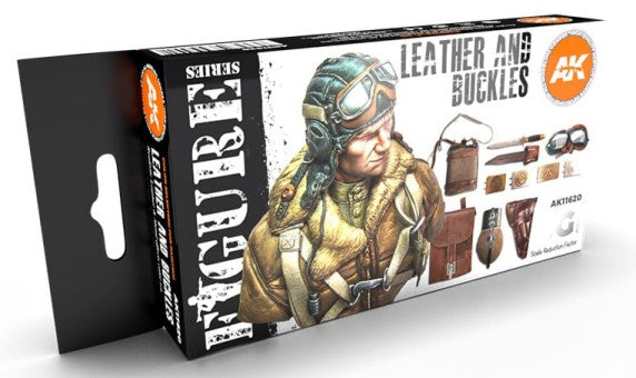 AK Interactive 11620 Figures Series: Leather & Buckles 3G Acrylic Paint Set (6 Colors) 17ml Bottles