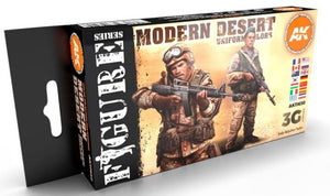 AK Interactive 11630 Figures Series: Modern Desert Uniforms 3G Acrylic Paint Set (6 Colors) 17ml Bottles