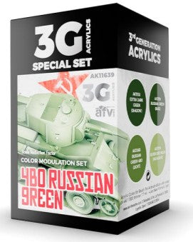 AK Interactive 11639 Modulation Series: 4BO Russian Green 3G Acrylic Paint Set (4 Colors) 17ml Bottles